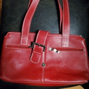 Red leather Fiori Shoulder Purse